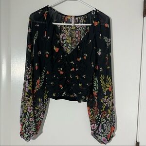 Free People Sheer Floral Blouse